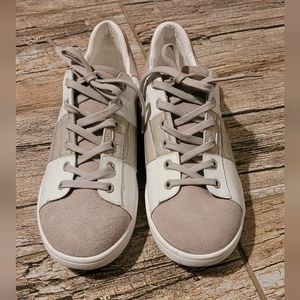SAM EDELMAN MARQUETTE WHITE/GRAY LEATHER SNEAKER